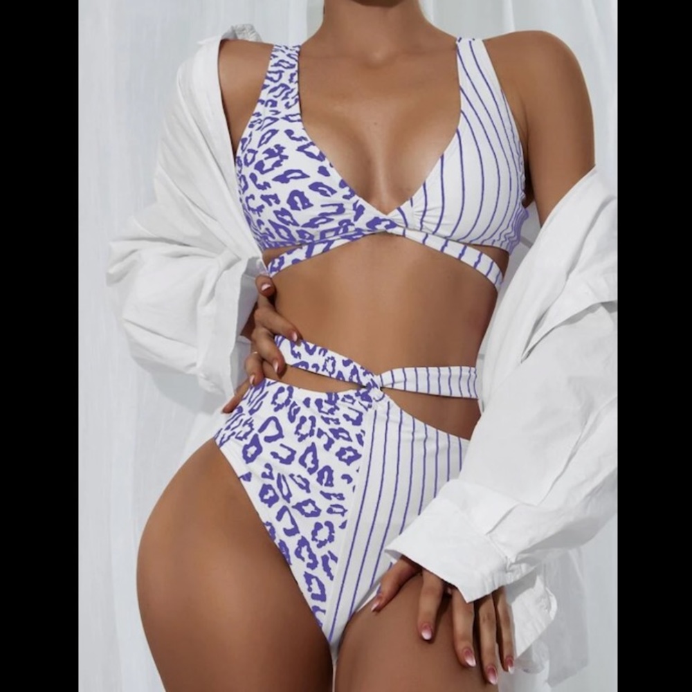 Leopard & stripe bikini